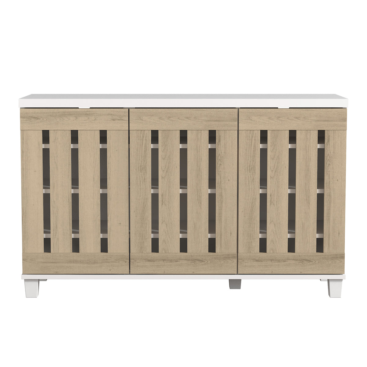 GALANO Shoe Storage Cabinet with 3 Slatted Doors, 45.3 in. Wide, 1 Cabinet