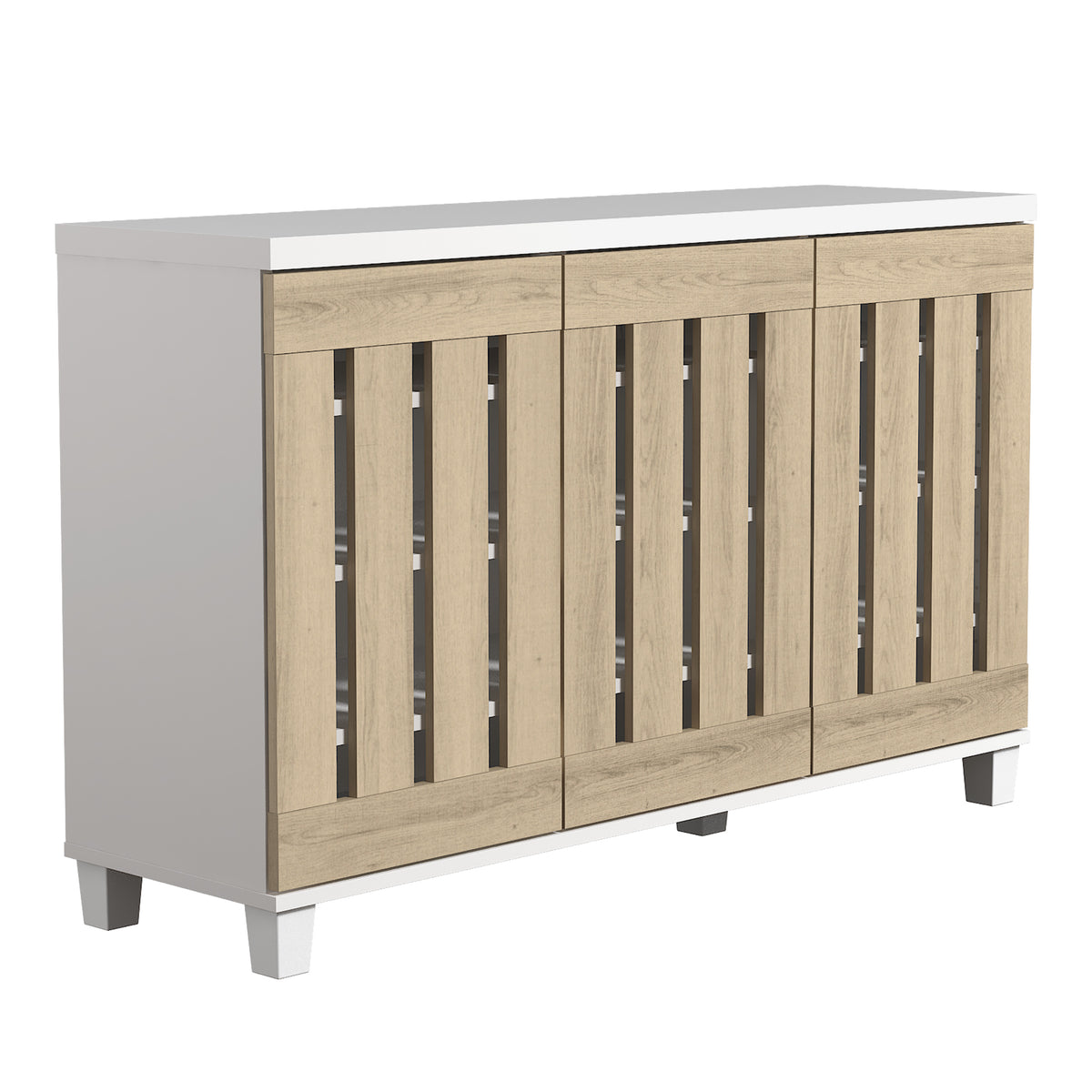 GALANO Shoe Storage Cabinet with 3 Slatted Doors, 45.3 in. Wide, 1 Cabinet