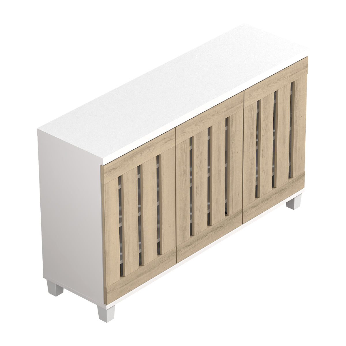 GALANO Shoe Storage Cabinet with 3 Slatted Doors, 45.3 in. Wide, 1 Cabinet