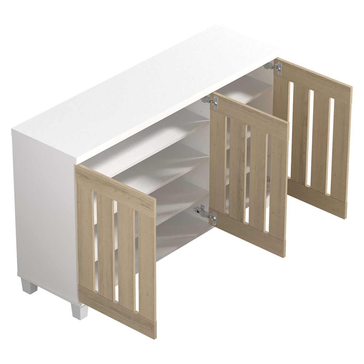 GALANO Shoe Storage Cabinet with 3 Slatted Doors, 45.3 in. Wide, 1 Cabinet