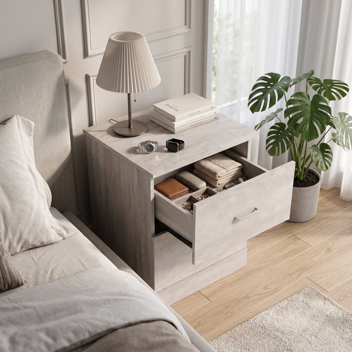 Galano Modern 2-Drawer Nightstand with Storage, Compact Bedside Table or End Table, 18.7" W x 15.7" D x 23.7" H
