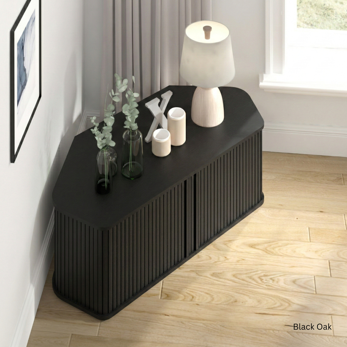 Galano Corner TV Stand with Fluted Doors 43.3" W × 20.0" D × 14.8" H