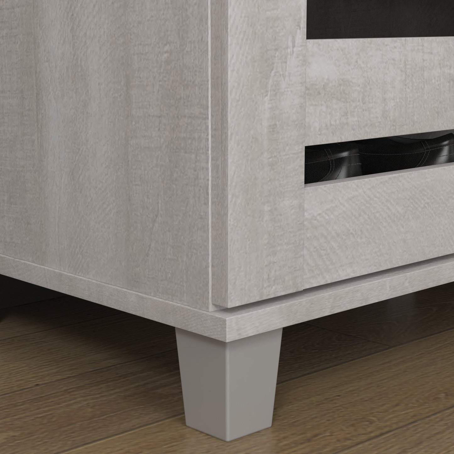 GALANO Hall Tree with Bench and Shoe Storage in Gray Oak 31.3" W x 15.7" D x 68.3" H