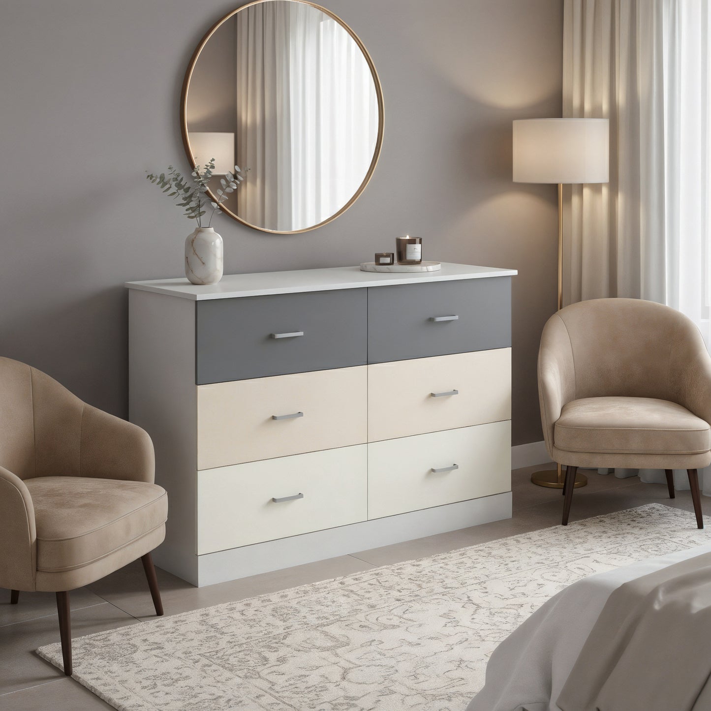 Galano 6-Drawer Double Dresser with Interlock Safety 47.0" W × 15.6" D × 31.7" H