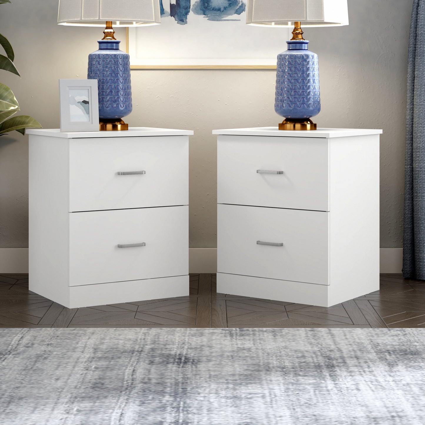 Galano 2-Drawer Nightstands Set of 2 with Metal Handles 18.7" W × 15.7" D × 23.7" H
