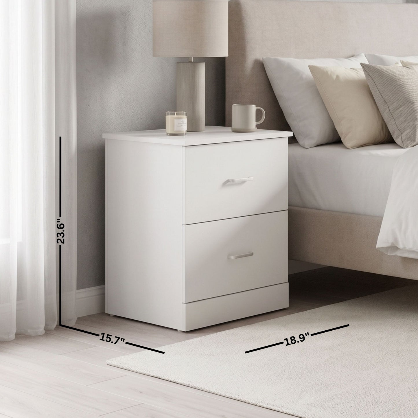 Galano Modern 2-Drawer Nightstand with Storage, Compact Bedside Table or End Table, 18.7" W x 15.7" D x 23.7" H