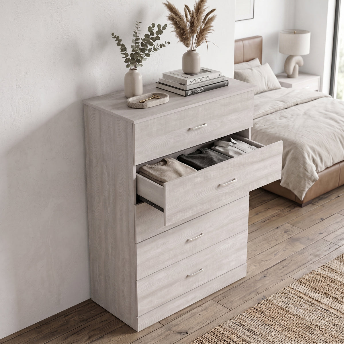 Galano 5-Drawer Tall Dresser with Interlocking Drawers & Anti-Tip Kit, 31.3" W