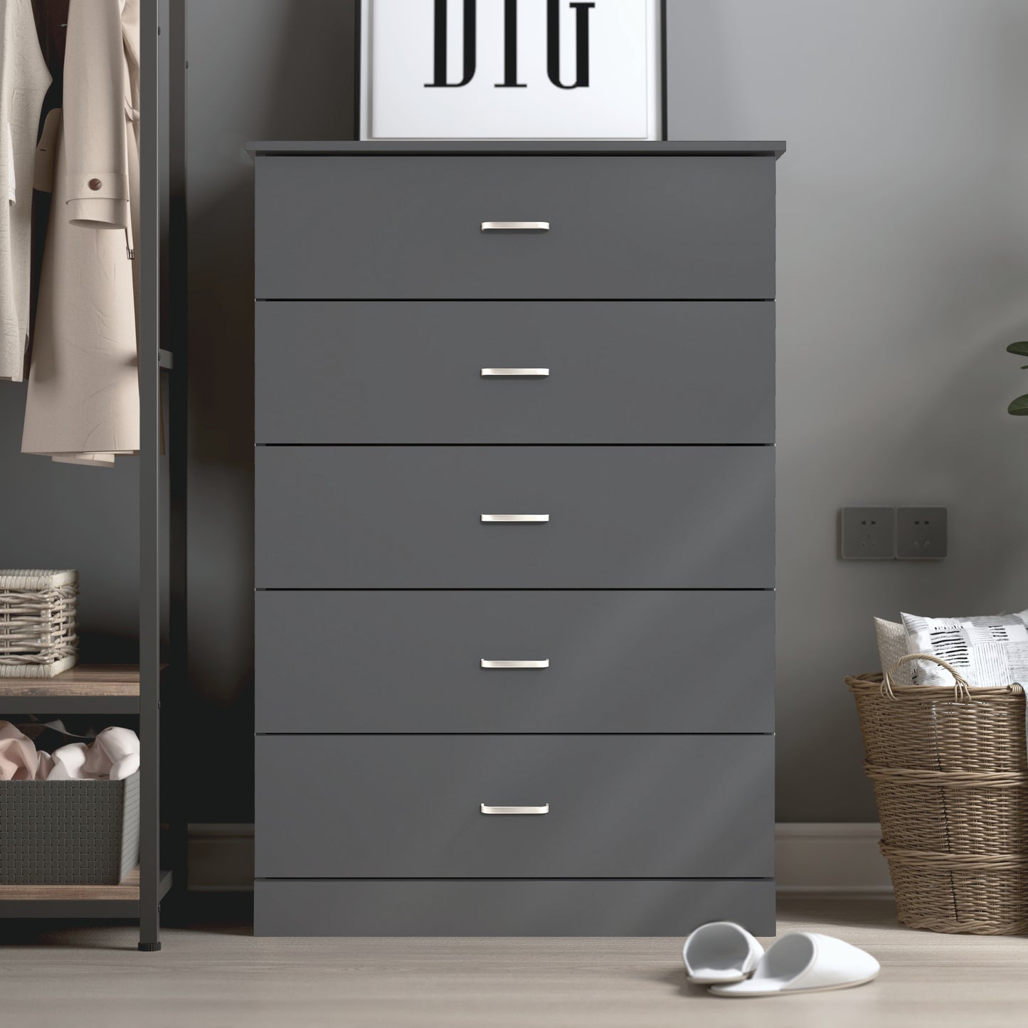 Galano 5-Drawer Dresser with Interlock Safety 31.3" W × 15.6" D × 47.2" H