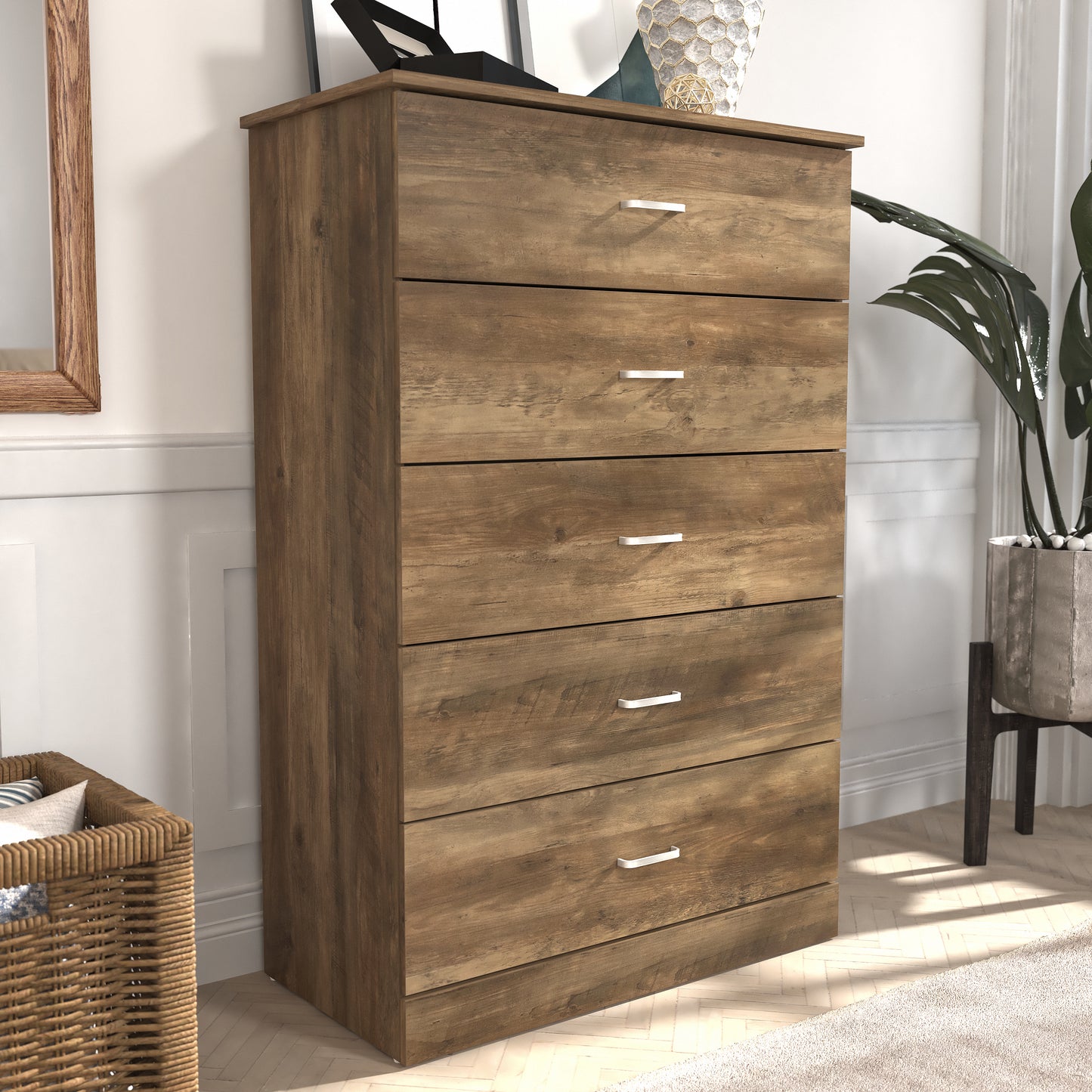 Galano 5-Drawer Dresser with Interlock Safety 31.3" W × 15.6" D × 47.2" H