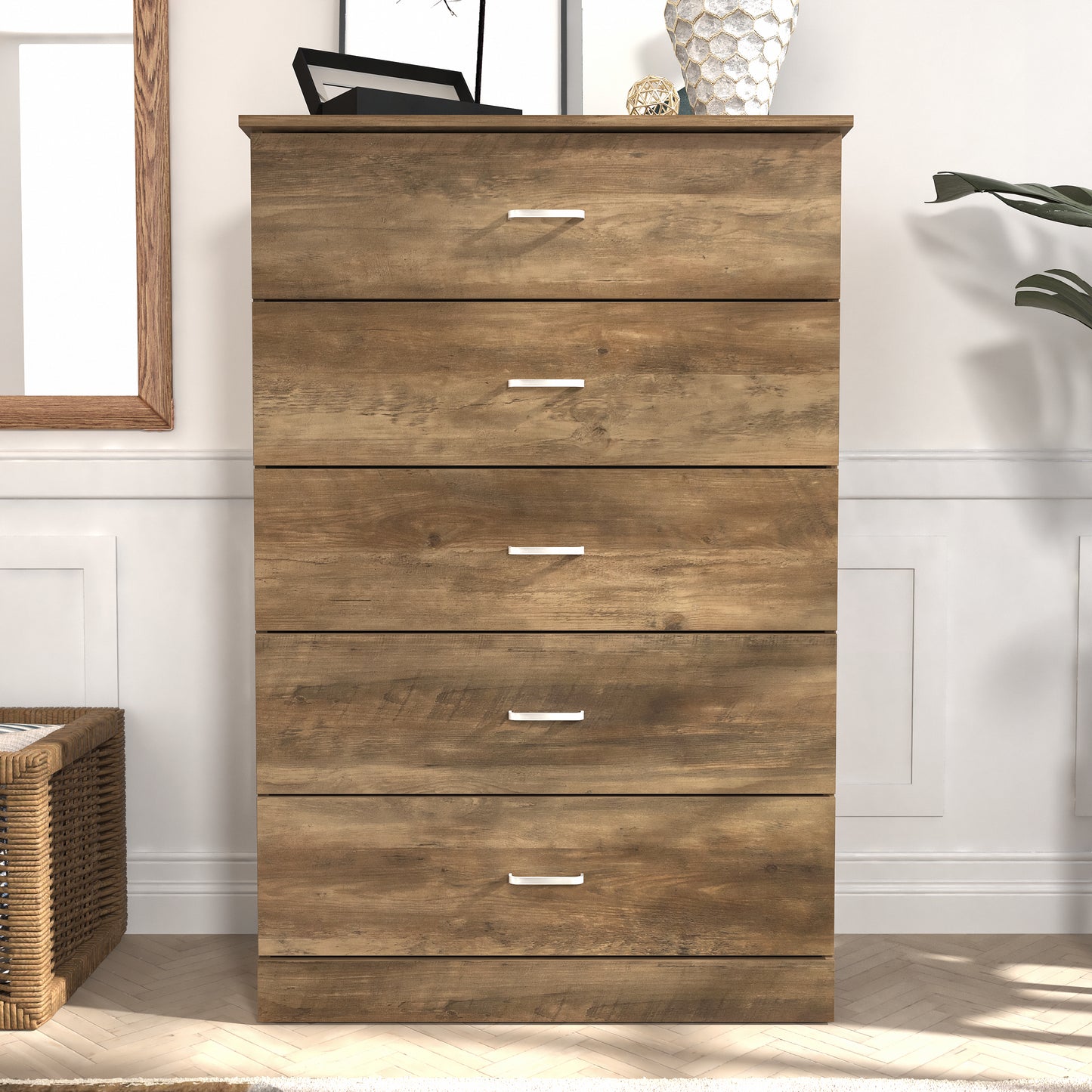 Galano 5-Drawer Dresser with Interlock Safety 31.3" W × 15.6" D × 47.2" H