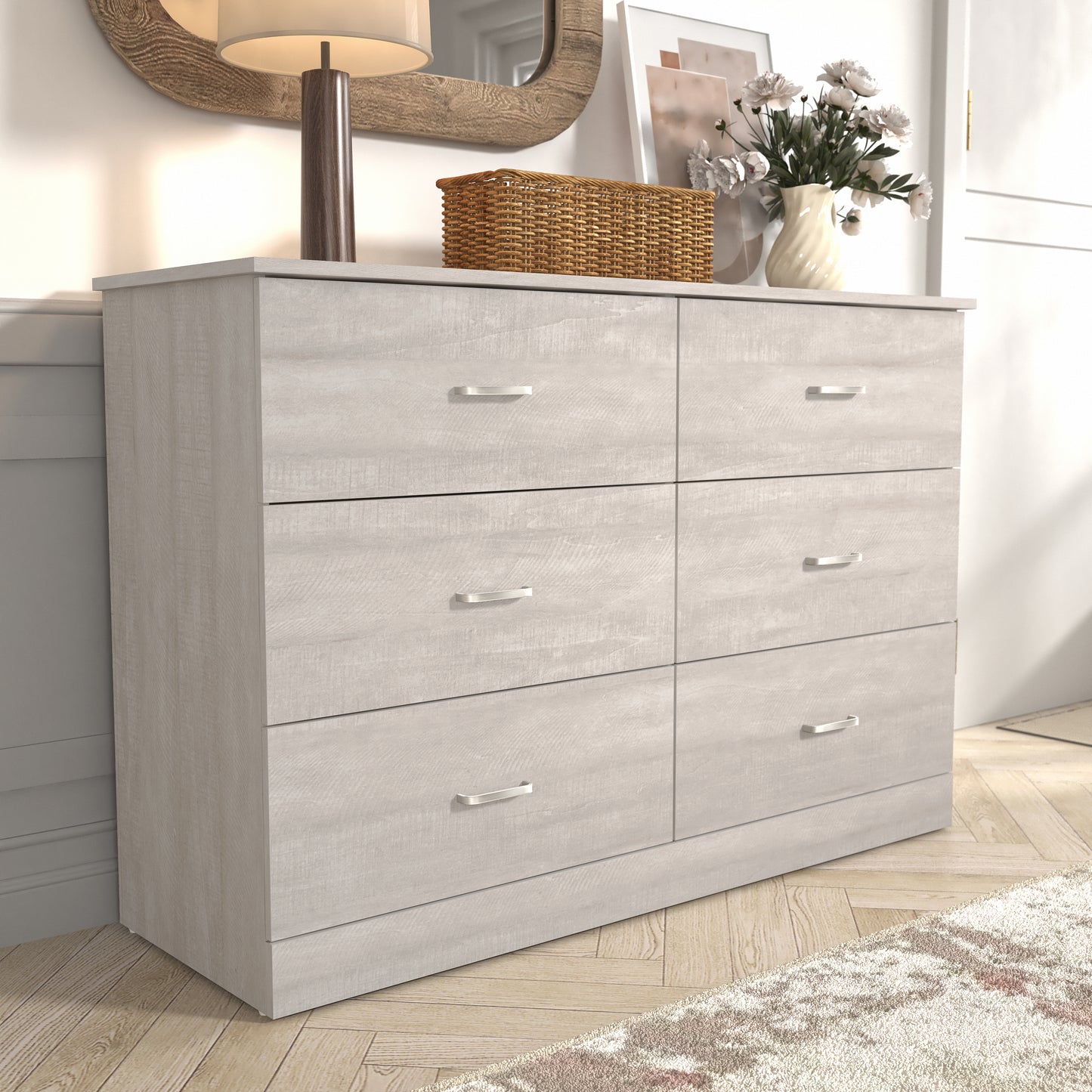 Galano 6-Drawer Double Dresser with Interlock Safety 47.0" W × 15.6" D × 31.7" H