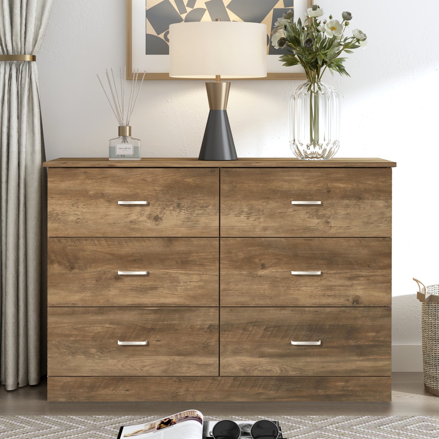 Galano 6-Drawer Double Dresser with Interlock Safety 47.0" W × 15.6" D × 31.7" H