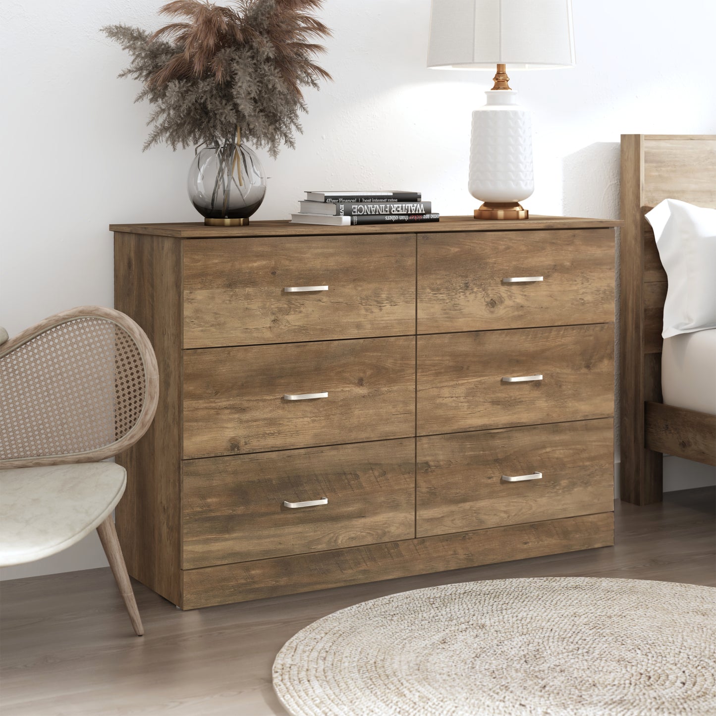 Galano 6-Drawer Double Dresser with Interlock Safety 47.0" W × 15.6" D × 31.7" H