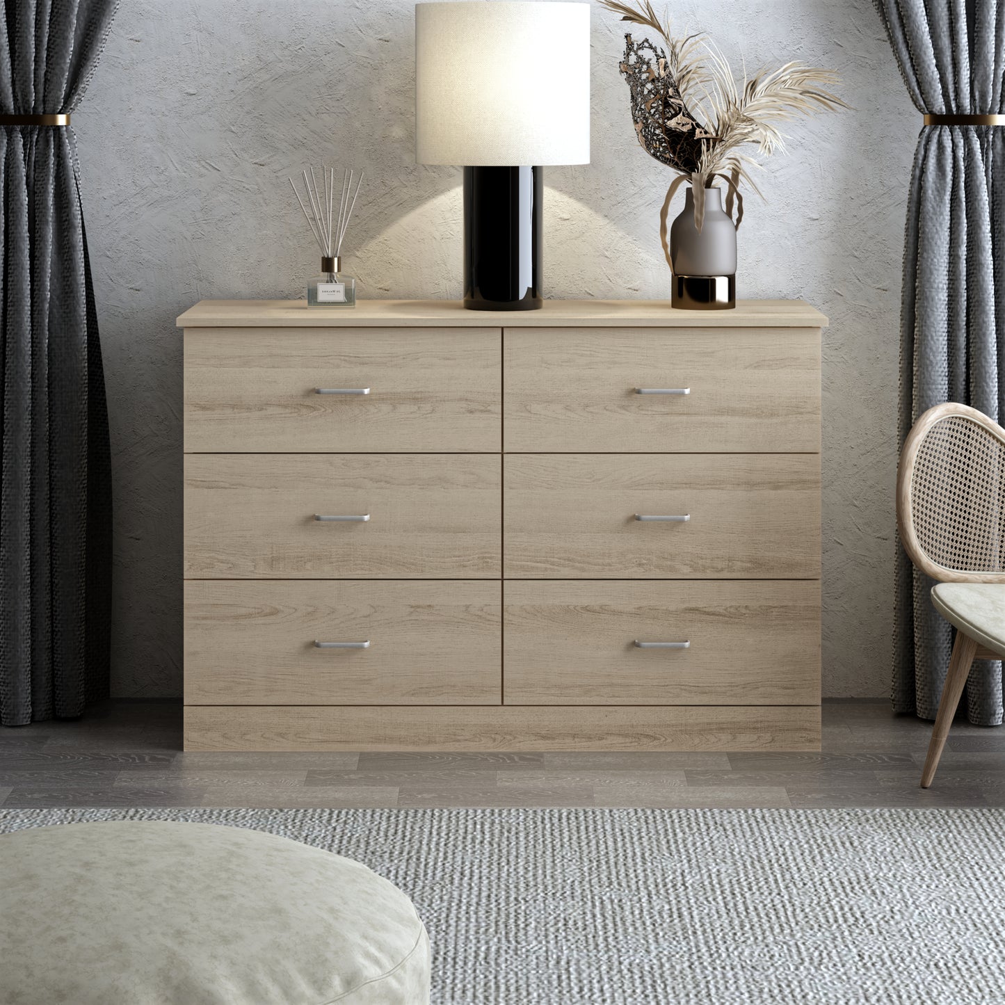 Galano 6-Drawer Double Dresser with Interlock Safety 47.0" W × 15.6" D × 31.7" H