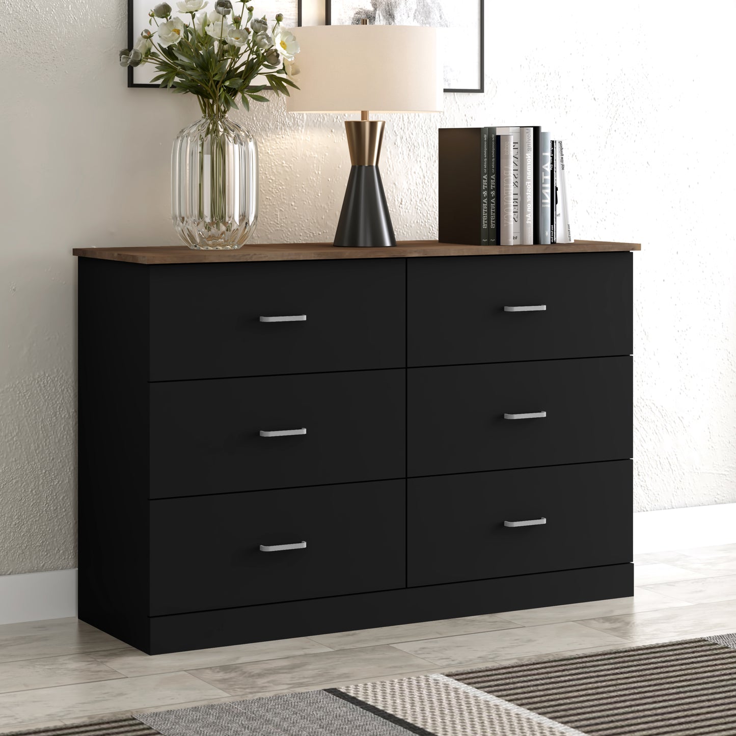 Galano 6-Drawer Double Dresser with Interlock Safety 47.0" W × 15.6" D × 31.7" H