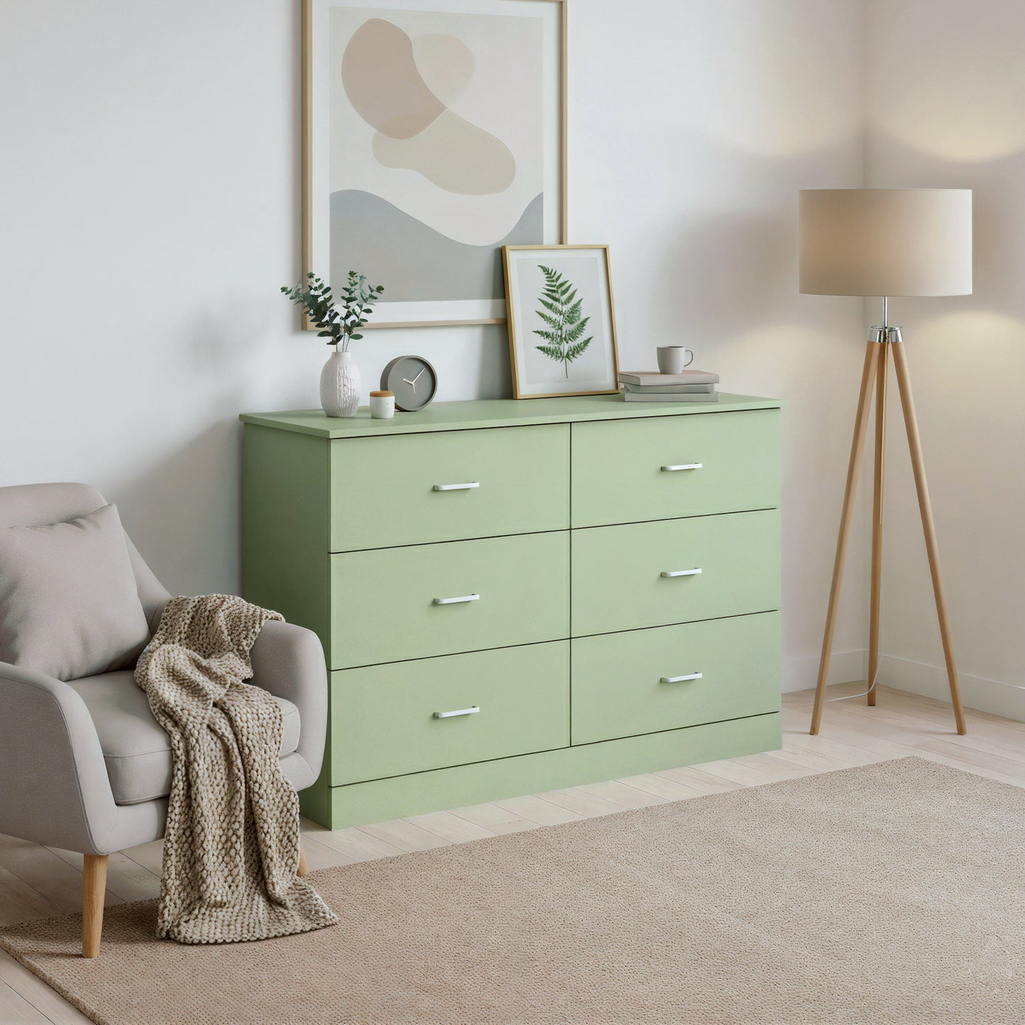 Galano 6-Drawer Double Dresser with Interlock Safety 47.0" W × 15.6" D × 31.7" H