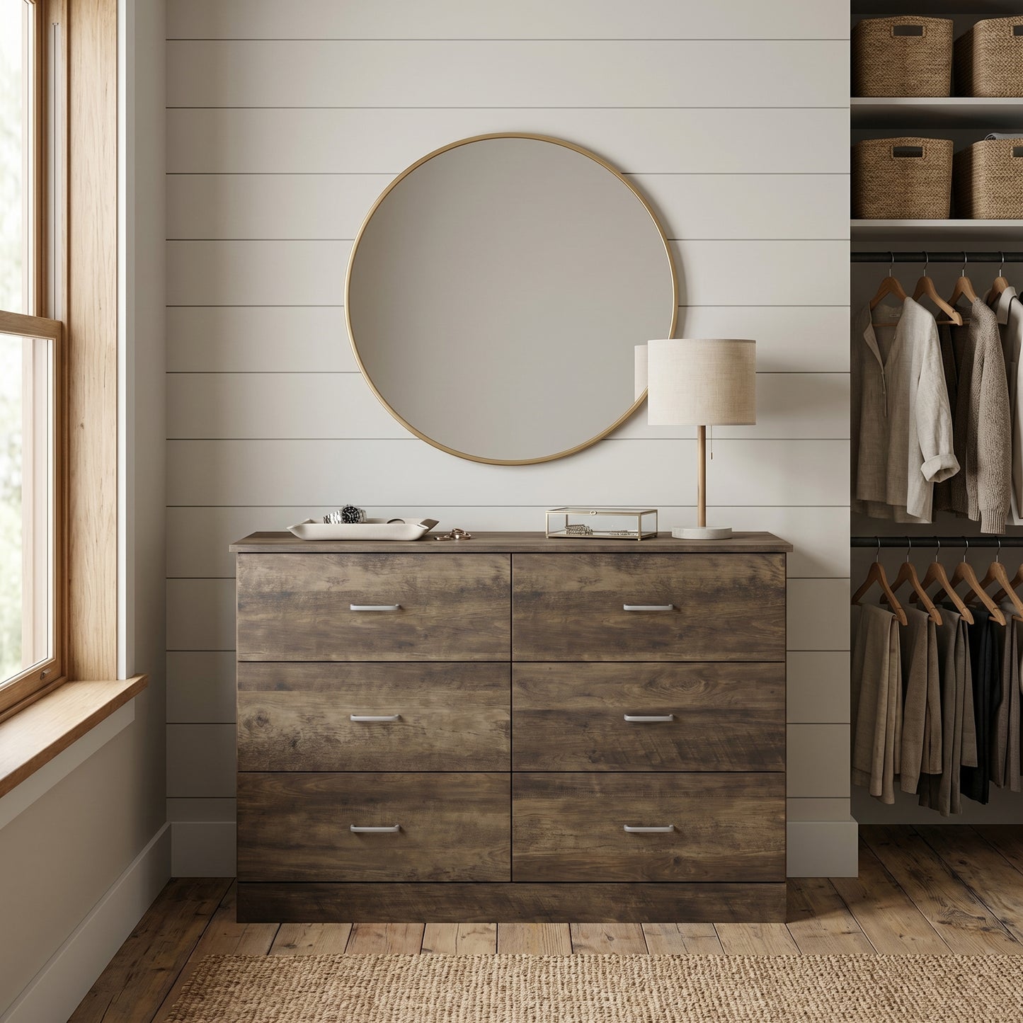 Galano 6-Drawer Double Dresser with Interlock Safety 47.0" W × 15.6" D × 31.7" H