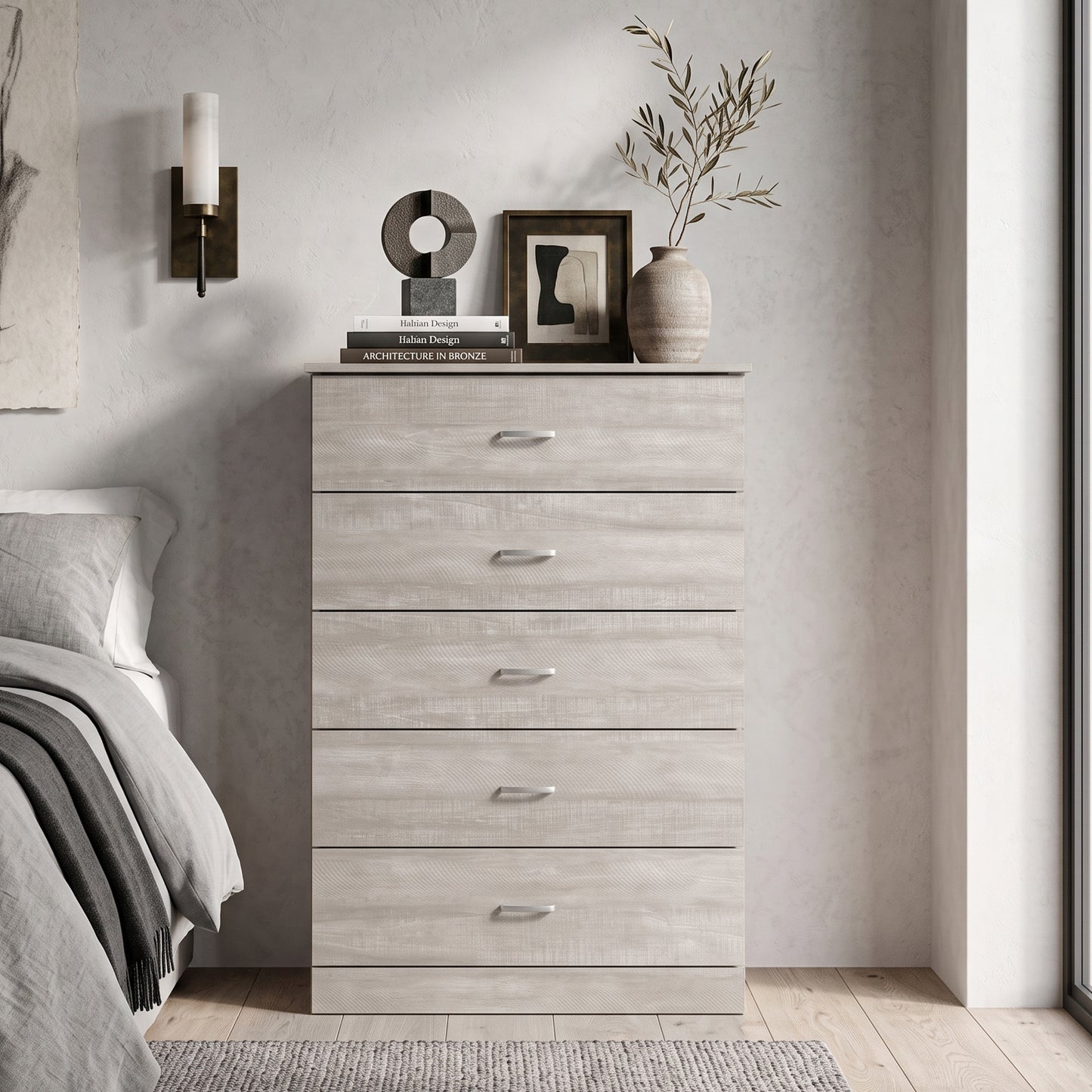 Galano 5-Drawer Tall Dresser with Interlocking Drawers & Anti-Tip Kit, 31.3" W