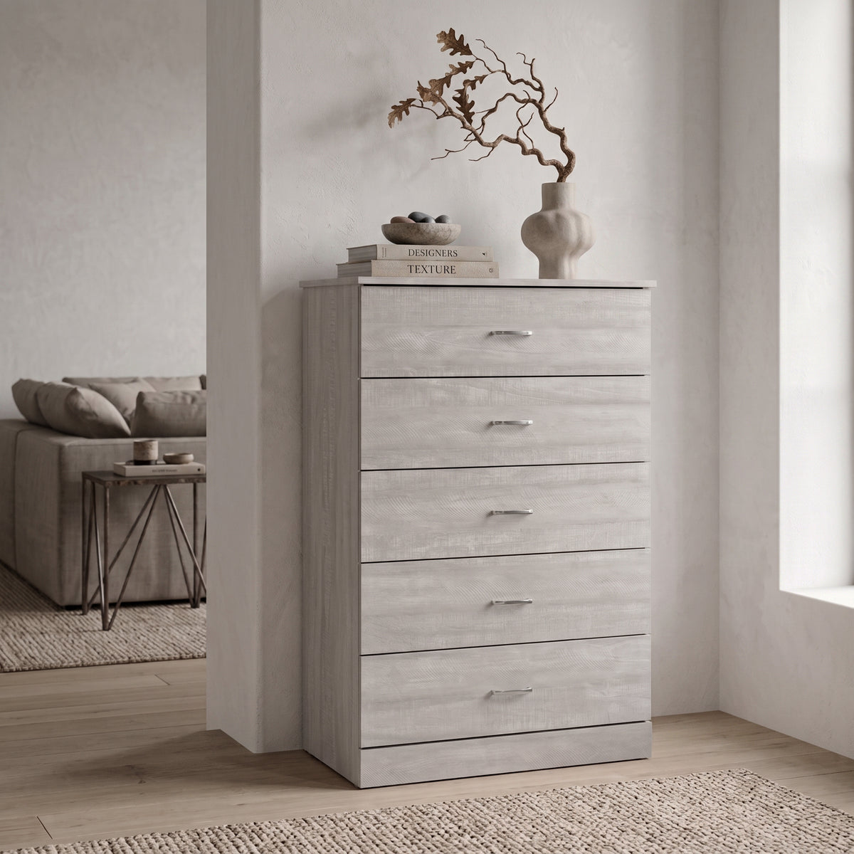 Galano 5-Drawer Tall Dresser with Interlocking Drawers & Anti-Tip Kit, 31.3" W