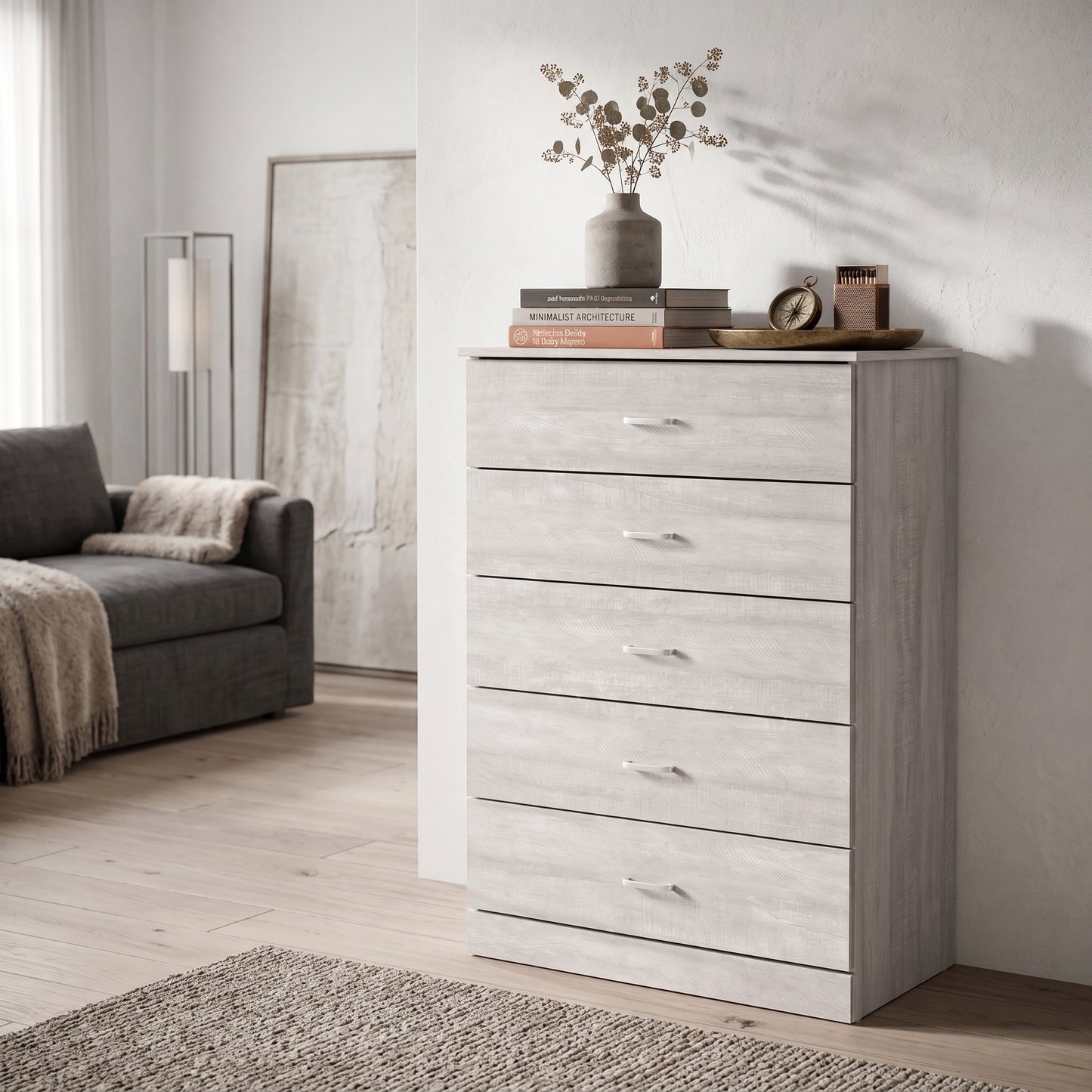 Galano 5-Drawer Tall Dresser with Interlocking Drawers & Anti-Tip Kit, 31.3" W