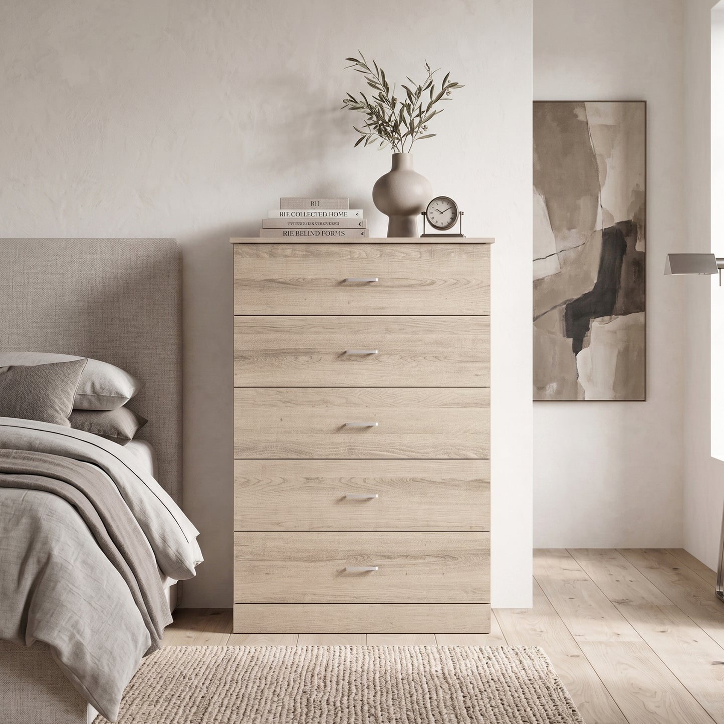 Galano 5-Drawer Tall Dresser with Interlocking Drawers & Anti-Tip Kit, 31.3" W