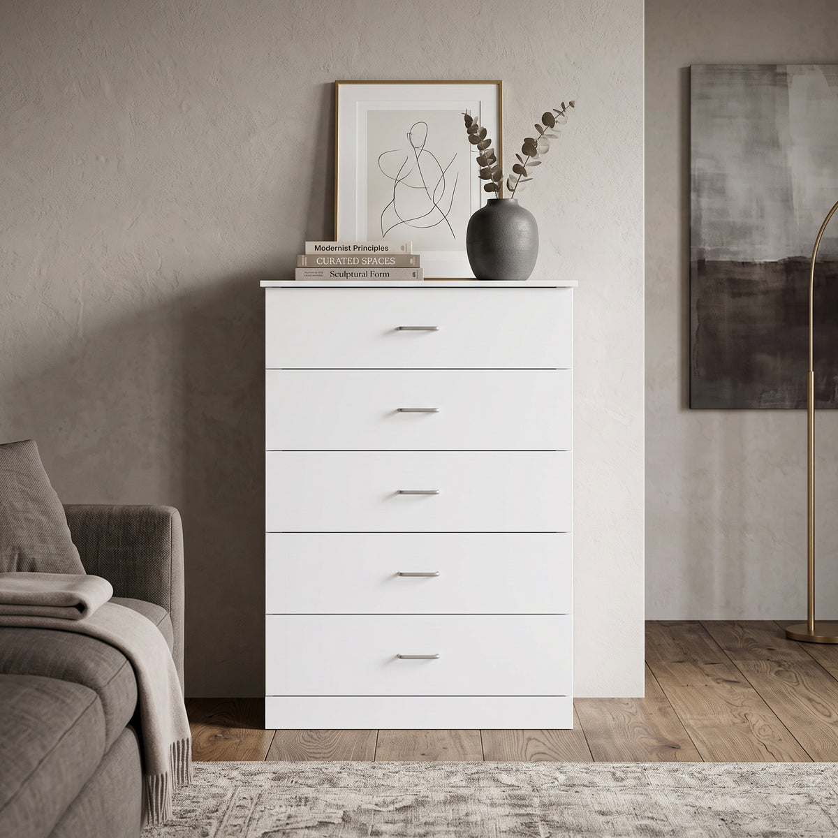 Galano 5-Drawer Tall Dresser with Interlocking Drawers & Anti-Tip Kit, 31.3" W