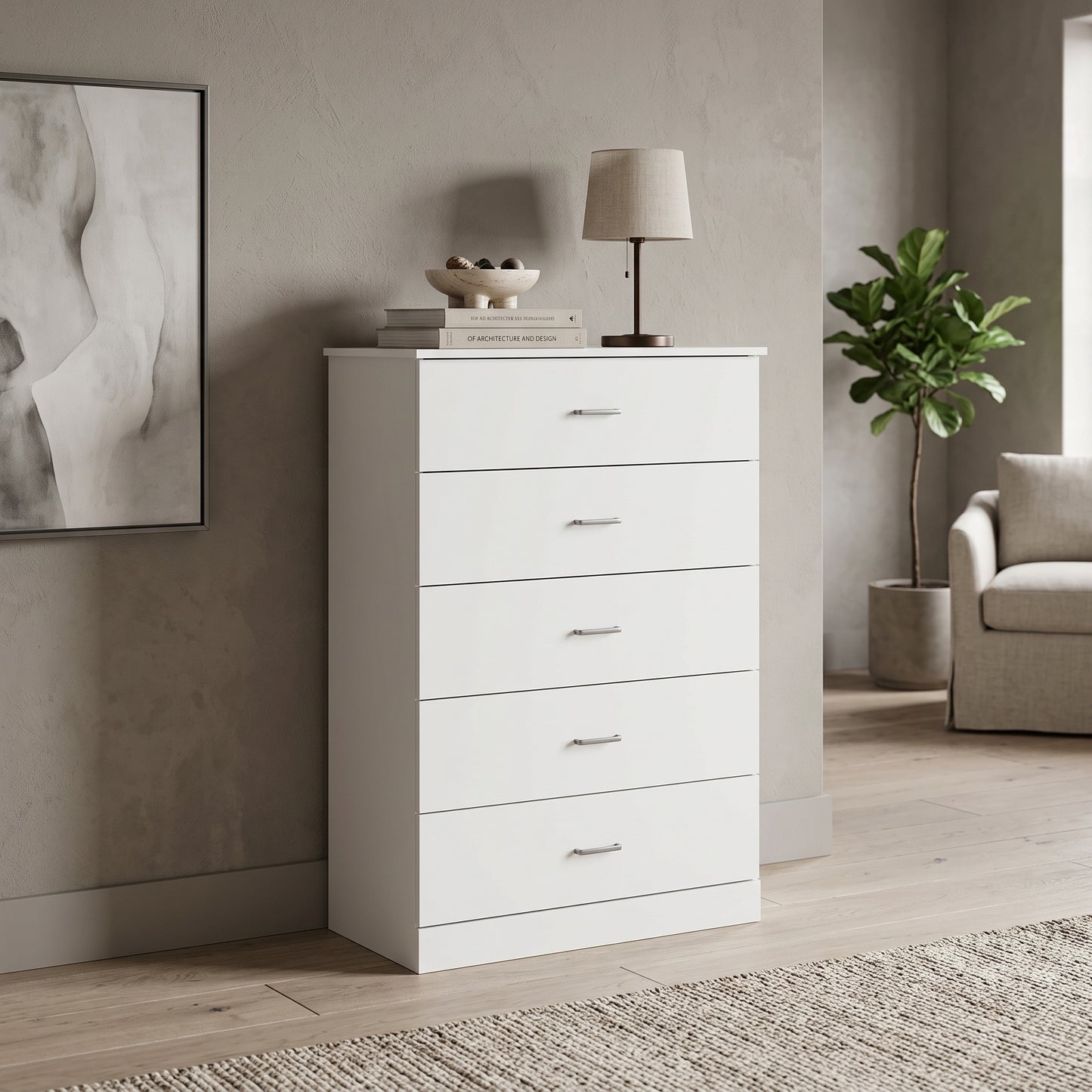 Galano 5-Drawer Tall Dresser with Interlocking Drawers & Anti-Tip Kit, 31.3" W