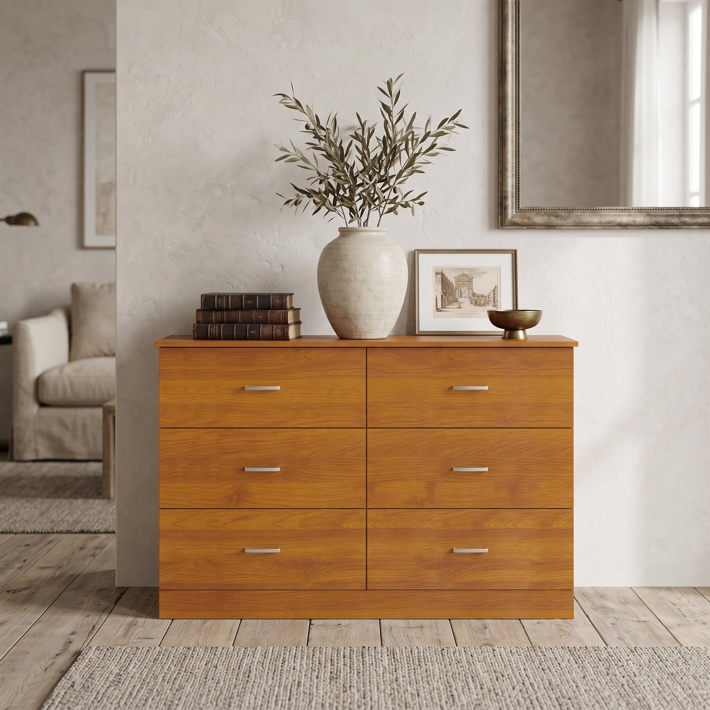 Galano Modern 6-Drawer Double Dresser for Bedroom with Interlocking Drawers & Anti-Tip Kit, 47" Wide