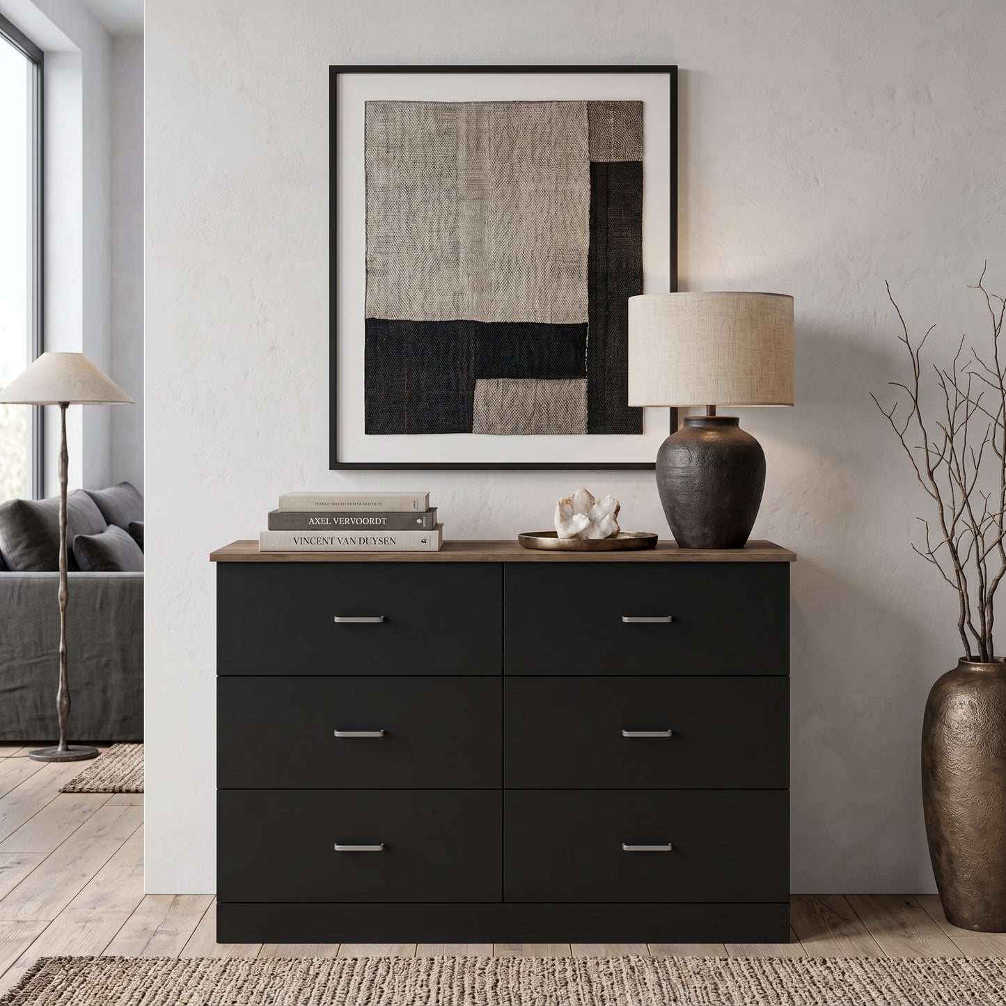 Galano Modern 6-Drawer Double Dresser for Bedroom with Interlocking Drawers & Anti-Tip Kit, 47" Wide