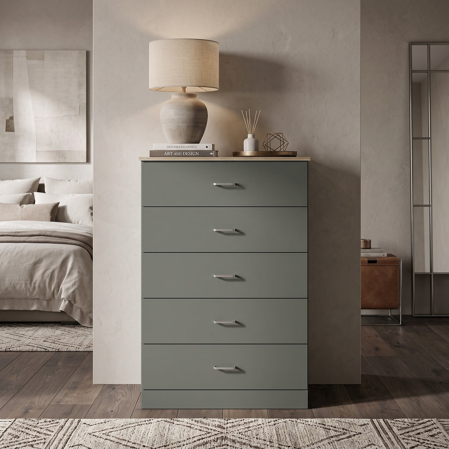 Galano 5-Drawer Tall Dresser with Interlocking Drawers & Anti-Tip Kit, 31.3" W
