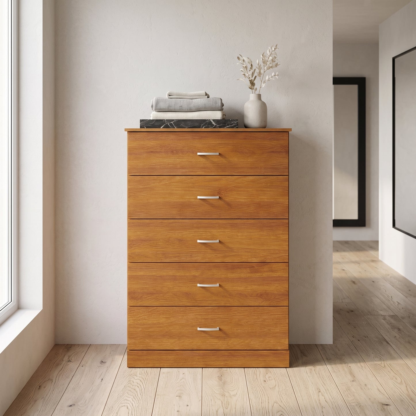 Galano 5-Drawer Tall Dresser with Interlocking Drawers & Anti-Tip Kit, 31.3" W