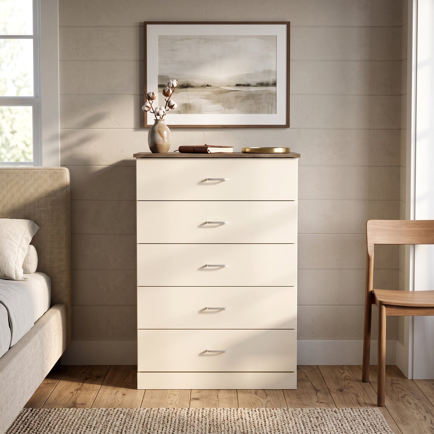 Galano 5-Drawer Tall Dresser with Interlocking Drawers & Anti-Tip Kit, 31.3" W