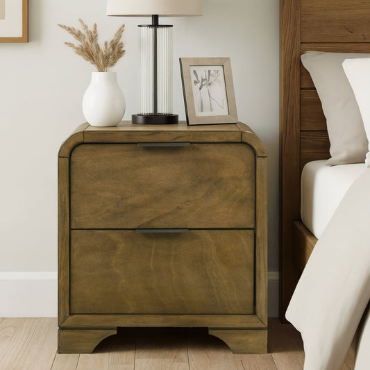 Galano Transitional Solid Wood Fully Assembled Curved Edges 2-Drawer Nightstand
