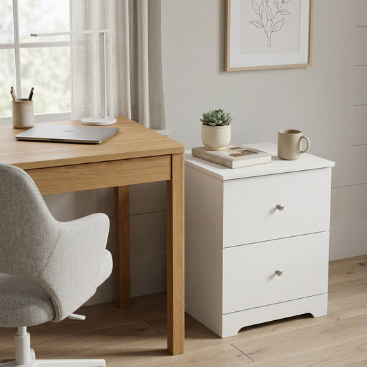 Galano 23.7" Modern 2 Drawer Nightstand Bedside Table with Metal Knobs