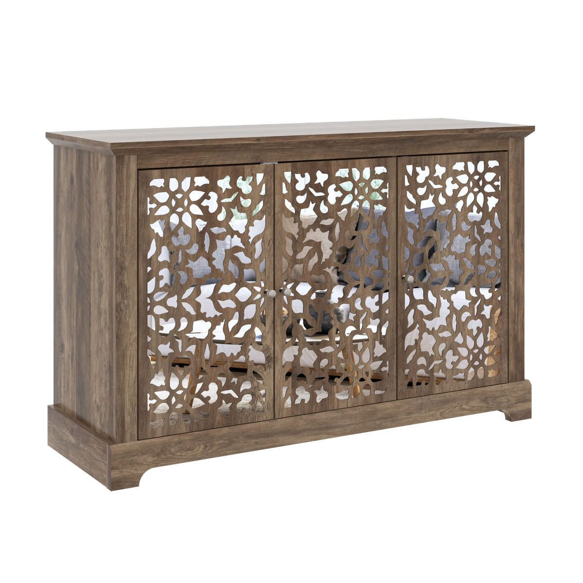 GALANO 45.7" 3-Door Sideboard with Adjustable Shelves and Cable Management