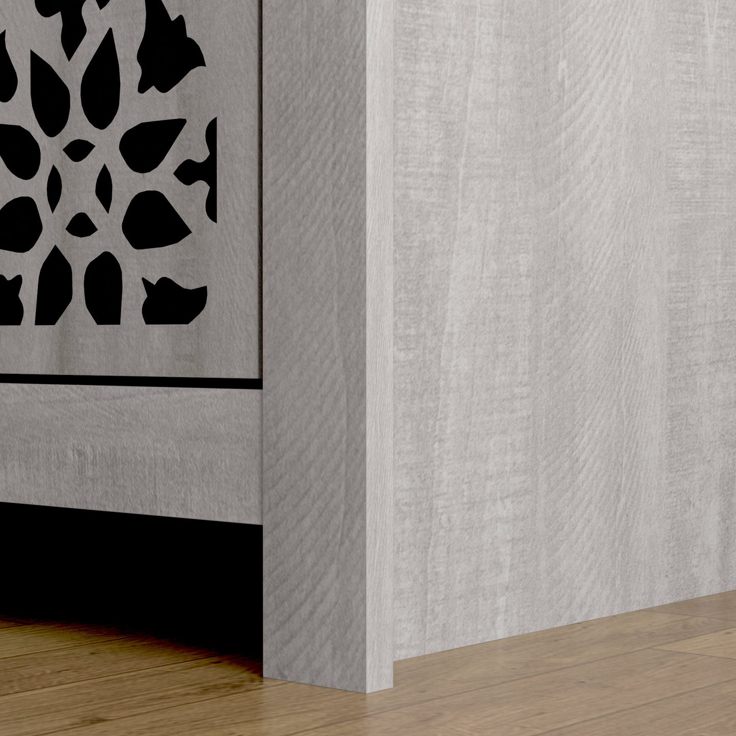 Galano 2-Door Accent Cabinet with Cut-Out Woodwork in Dusty Grey Oak 30.9" W x 15.8" D x 30" H