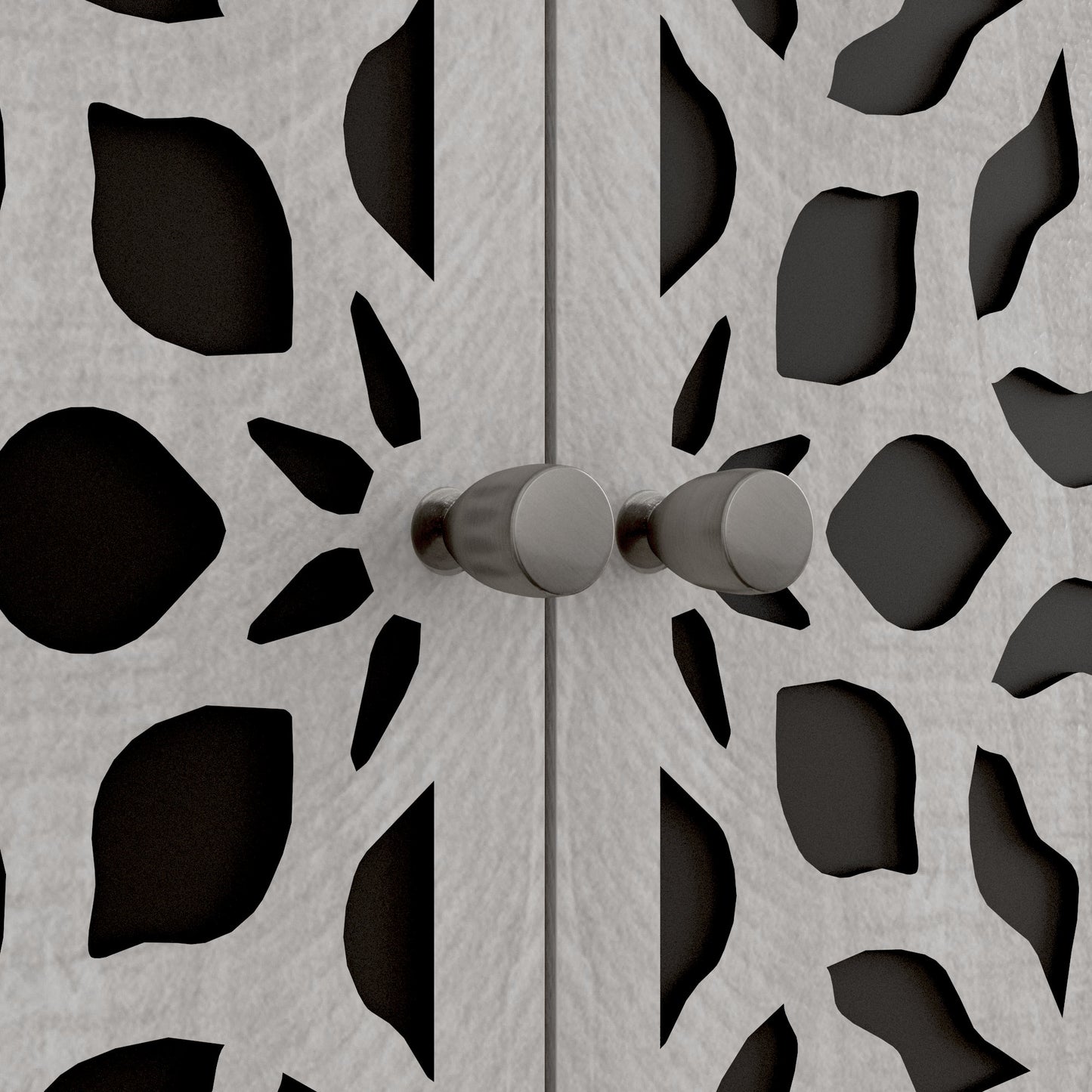 Galano 2-Door Accent Cabinet with Cut-Out Woodwork in Dusty Grey Oak 30.9" W x 15.8" D x 30" H