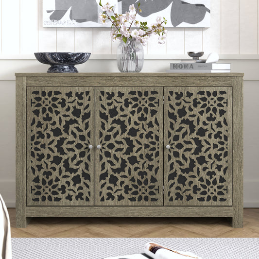 Galano 3-Door Sideboard with Decorative Cutout Doors 44.3" W × 15.7" D × 30" H