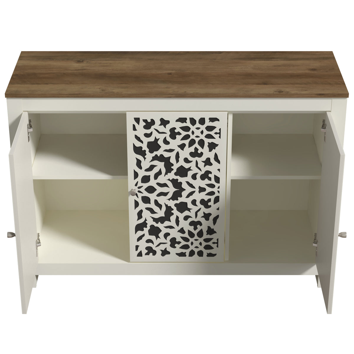 GALANO 44.3" 3-Door Sideboard with Adjustable Shelves and Cable Management
