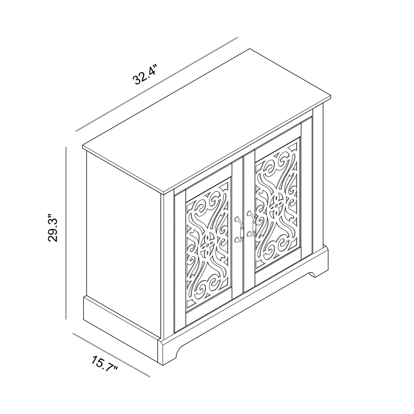 Galano 2-Door Accent Cabinet with Decorative Cut-Out Doors 32.4" W × 15.7" D × 29.3" H