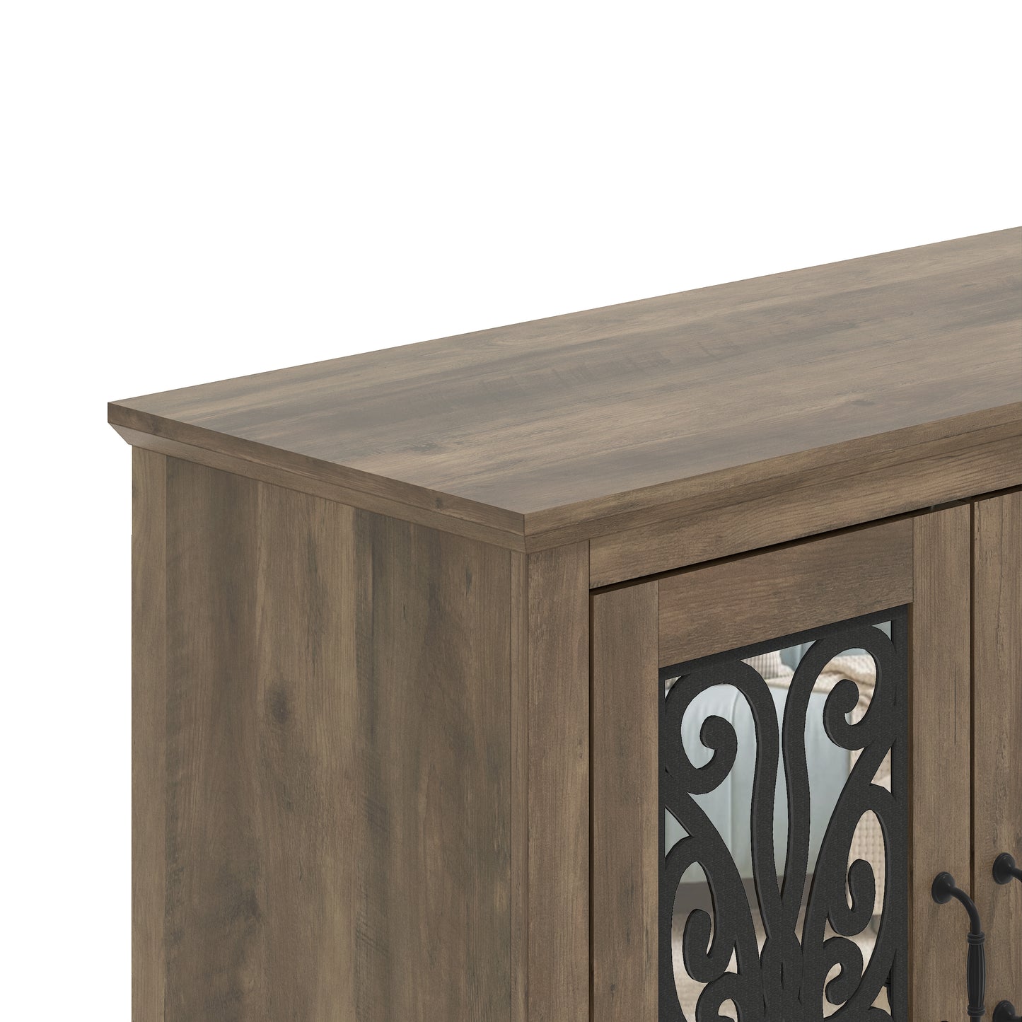 Galano 3-Door Sideboard with Mirrored Cut-Out Storage 45.7" W × 15.7" D × 29.3" H