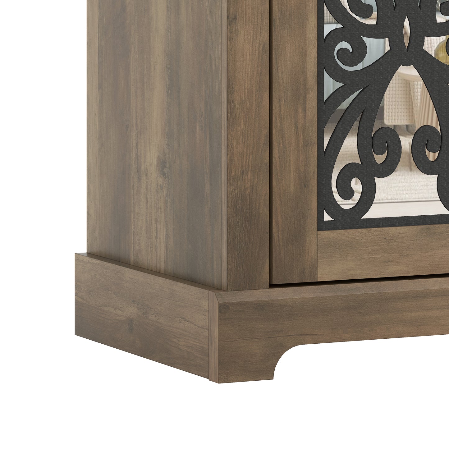 Galano 3-Door Sideboard with Mirrored Cut-Out Storage 45.7" W × 15.7" D × 29.3" H