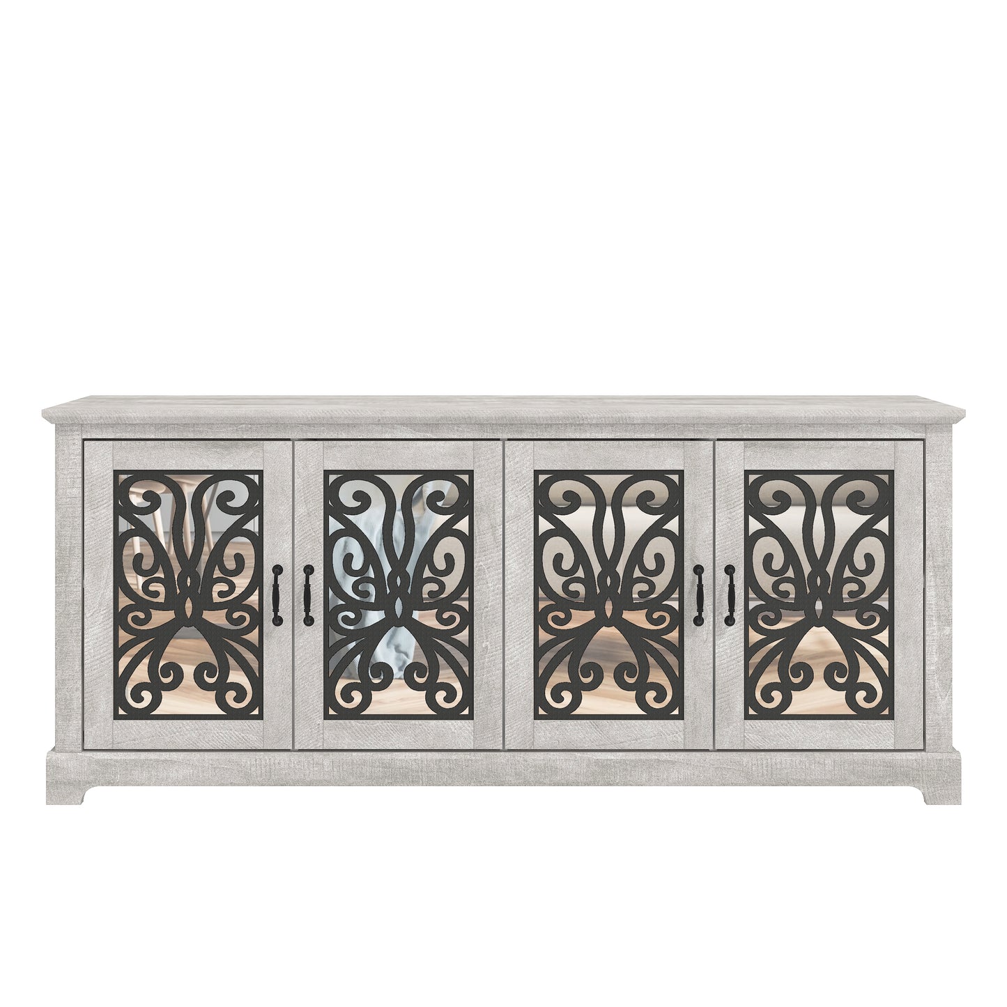Galano Calidia 4 Door Wide Tv Stand - Dusty Grey Oak