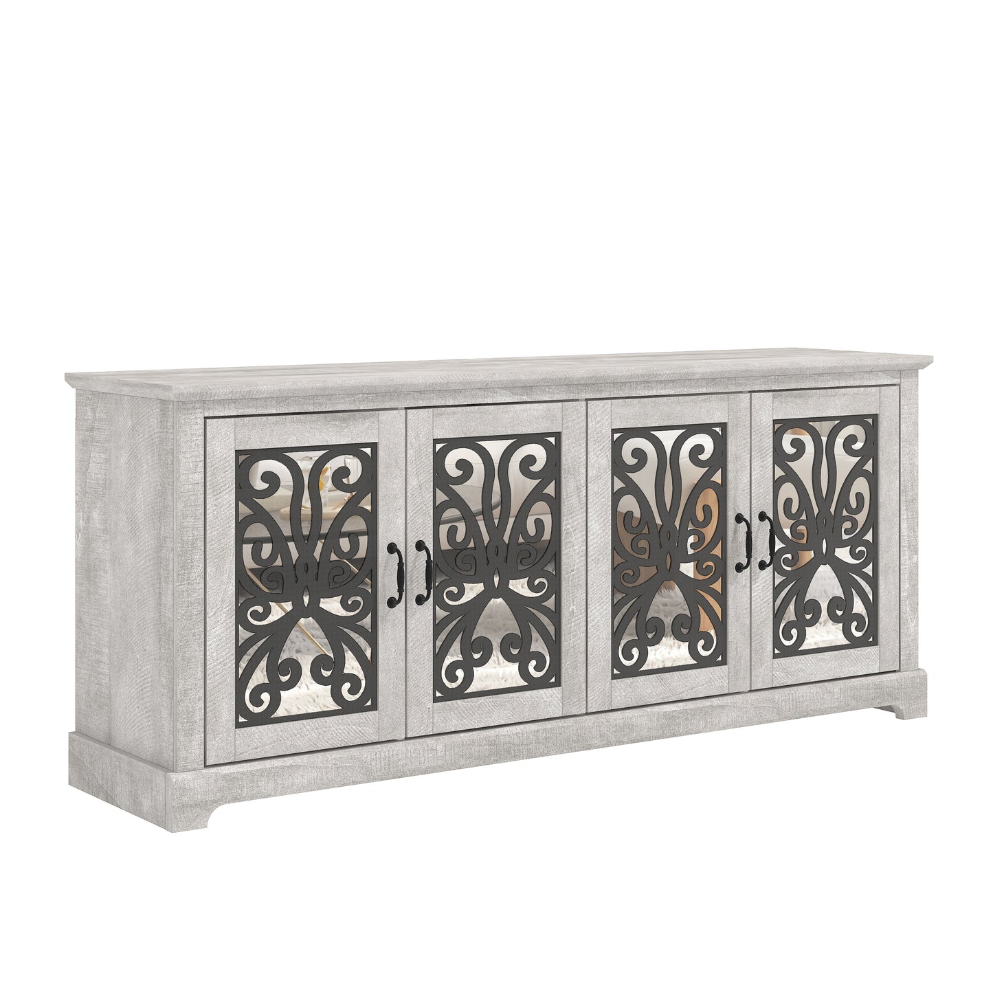 Galano Calidia 4 Door Wide Tv Stand - Dusty Grey Oak