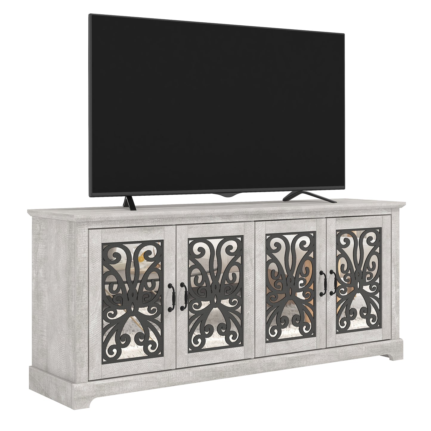 Galano Calidia 4 Door Wide Tv Stand - Dusty Grey Oak