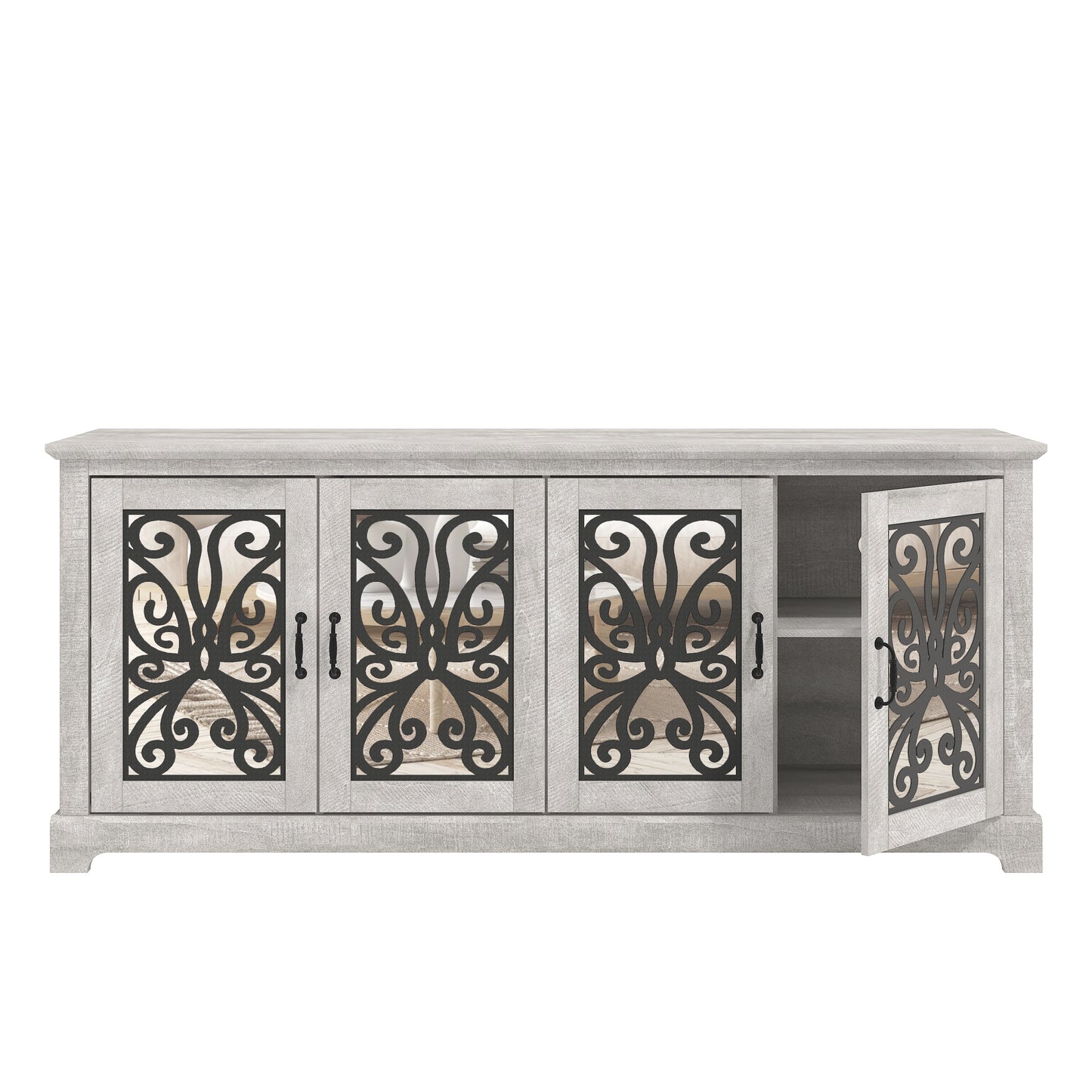 Galano Calidia 4 Door Wide Tv Stand - Dusty Grey Oak