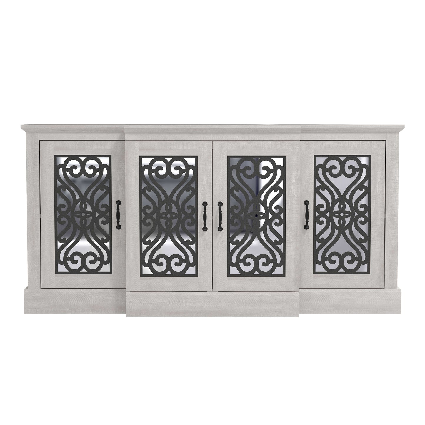 Galano 4-Door Sideboard with Mirrored Cut-Out Storage 60.4" W × 18.2" D × 29.3" H