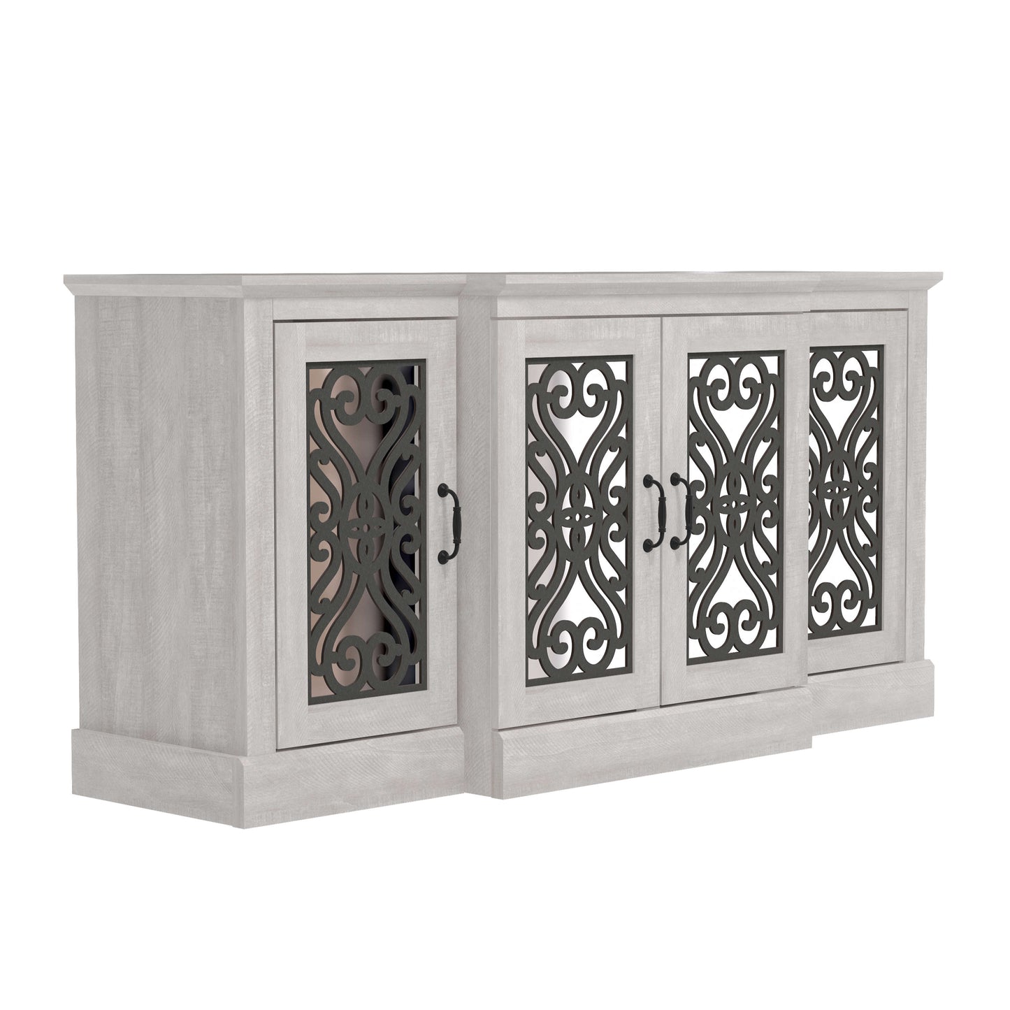 Galano 4-Door Sideboard with Mirrored Cut-Out Storage 60.4" W × 18.2" D × 29.3" H