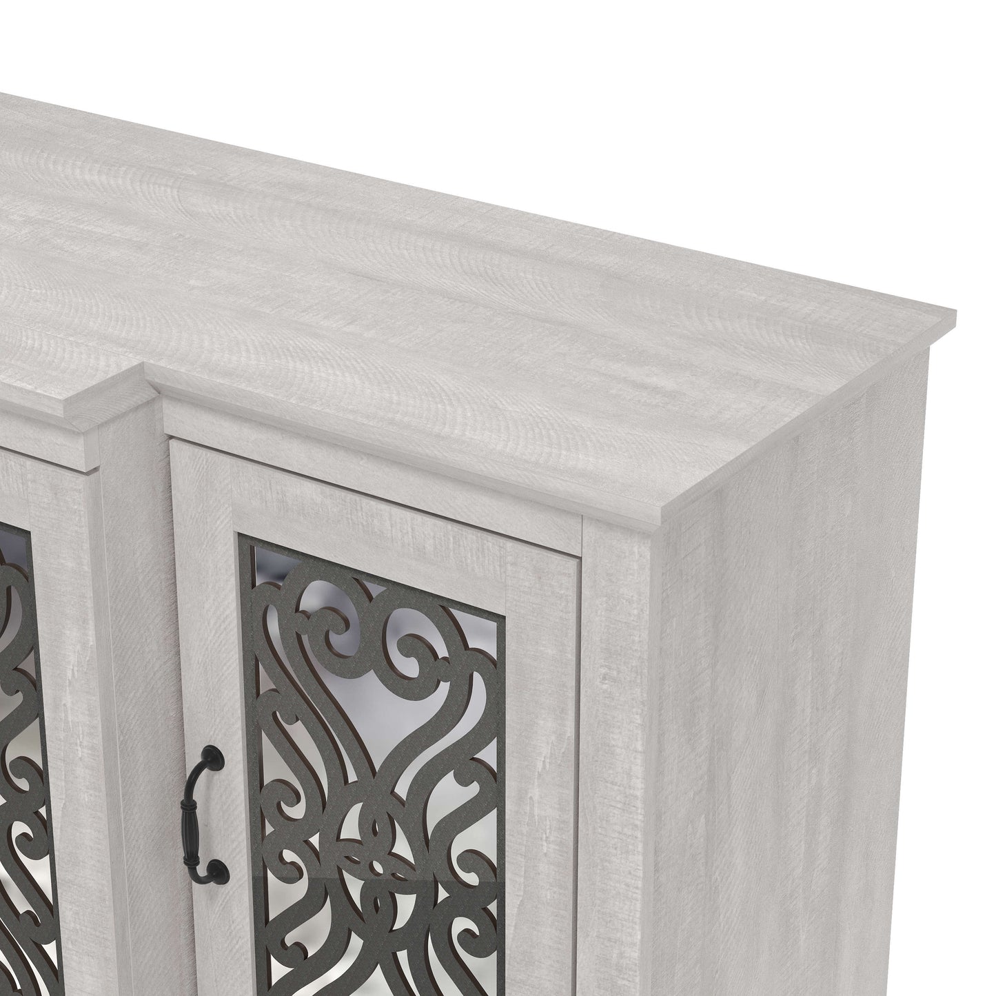 Galano 4-Door Sideboard with Mirrored Cut-Out Storage 60.4" W × 18.2" D × 29.3" H