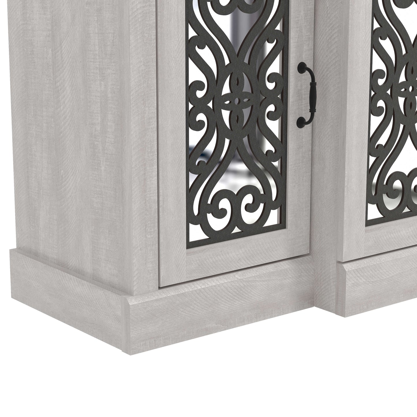Galano 4-Door Sideboard with Mirrored Cut-Out Storage 60.4" W × 18.2" D × 29.3" H